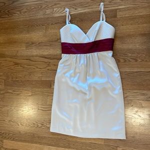 Womens small tan and burgundy spaghetti strap cocktail dress